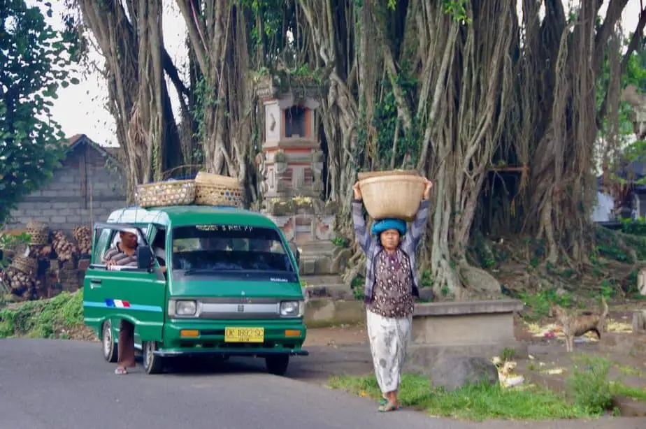 Balinese woman coming back from the market 