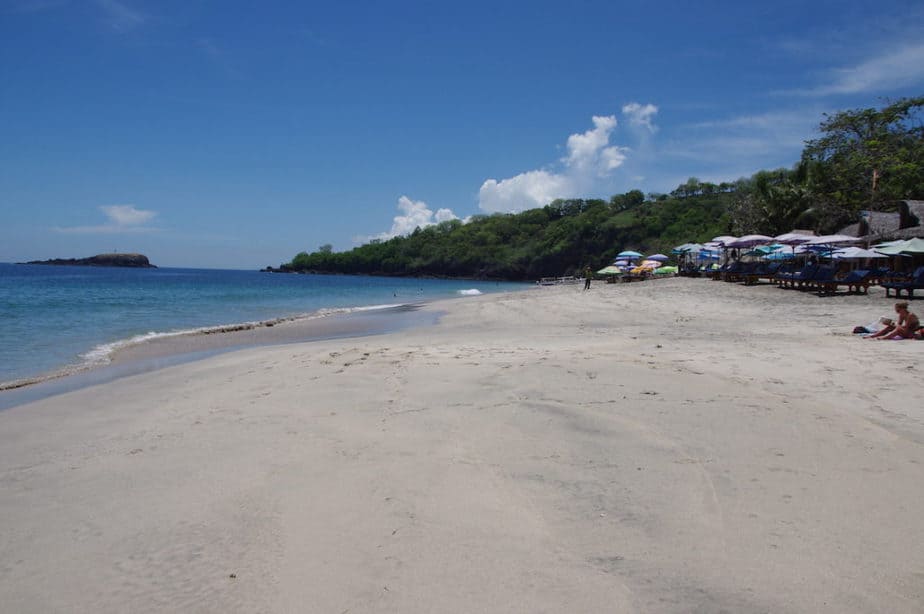 white sand beach in east bali