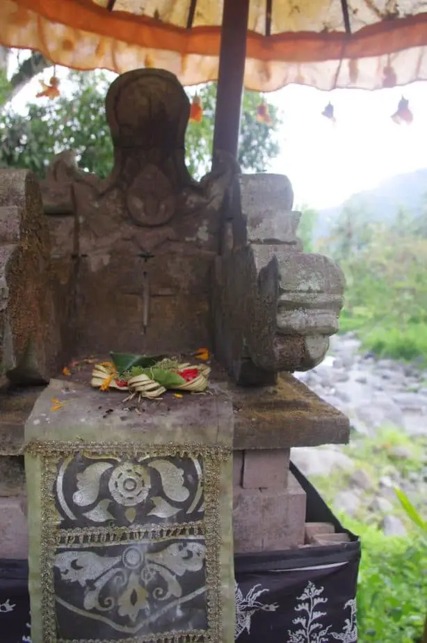 Balinese shrine along the Unda River in Bali