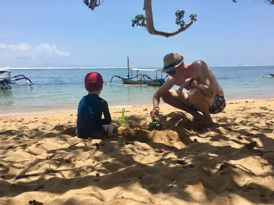 Sanur beach has a lot of spots with natural shade