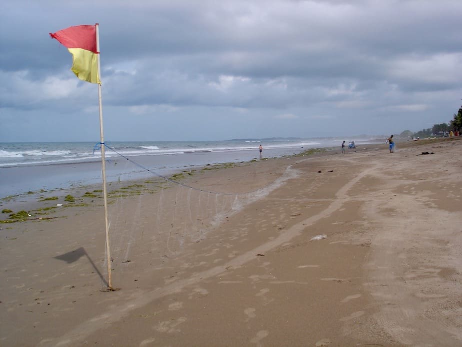 beach warning flag at seminyak beach