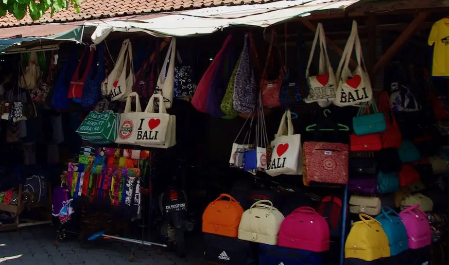 bags for sale in a balinese market